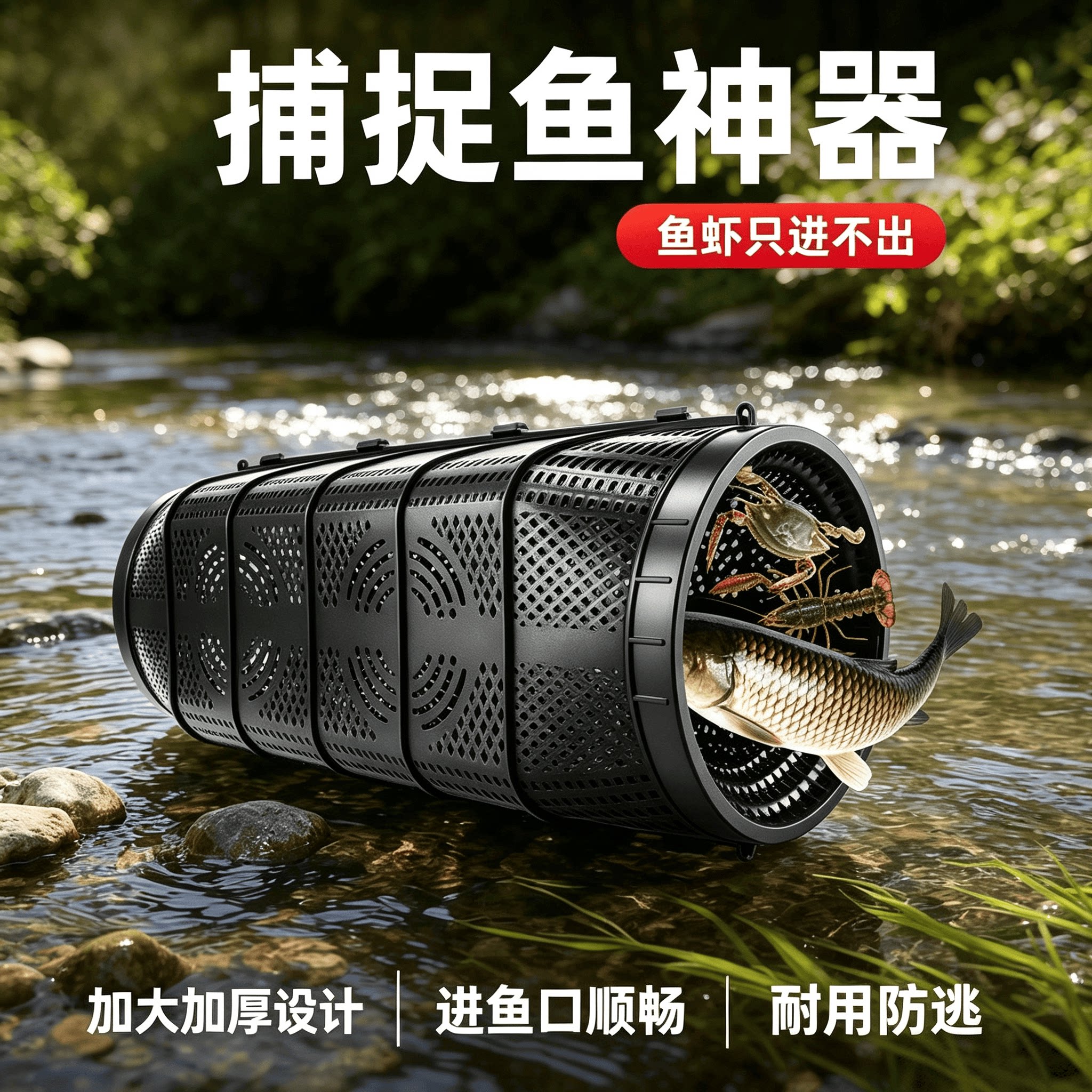 捕捉鱼神器捕鱼笼网笼新款抓鱼网龙虾黄鳝泥鳅网新型鱼笼只进不出