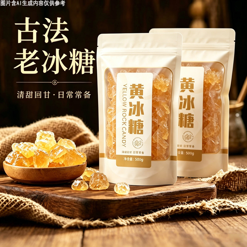 古法老冰糖黄冰糖袋装特产精选中粒日常清甜回甘冰糖块新货食糖