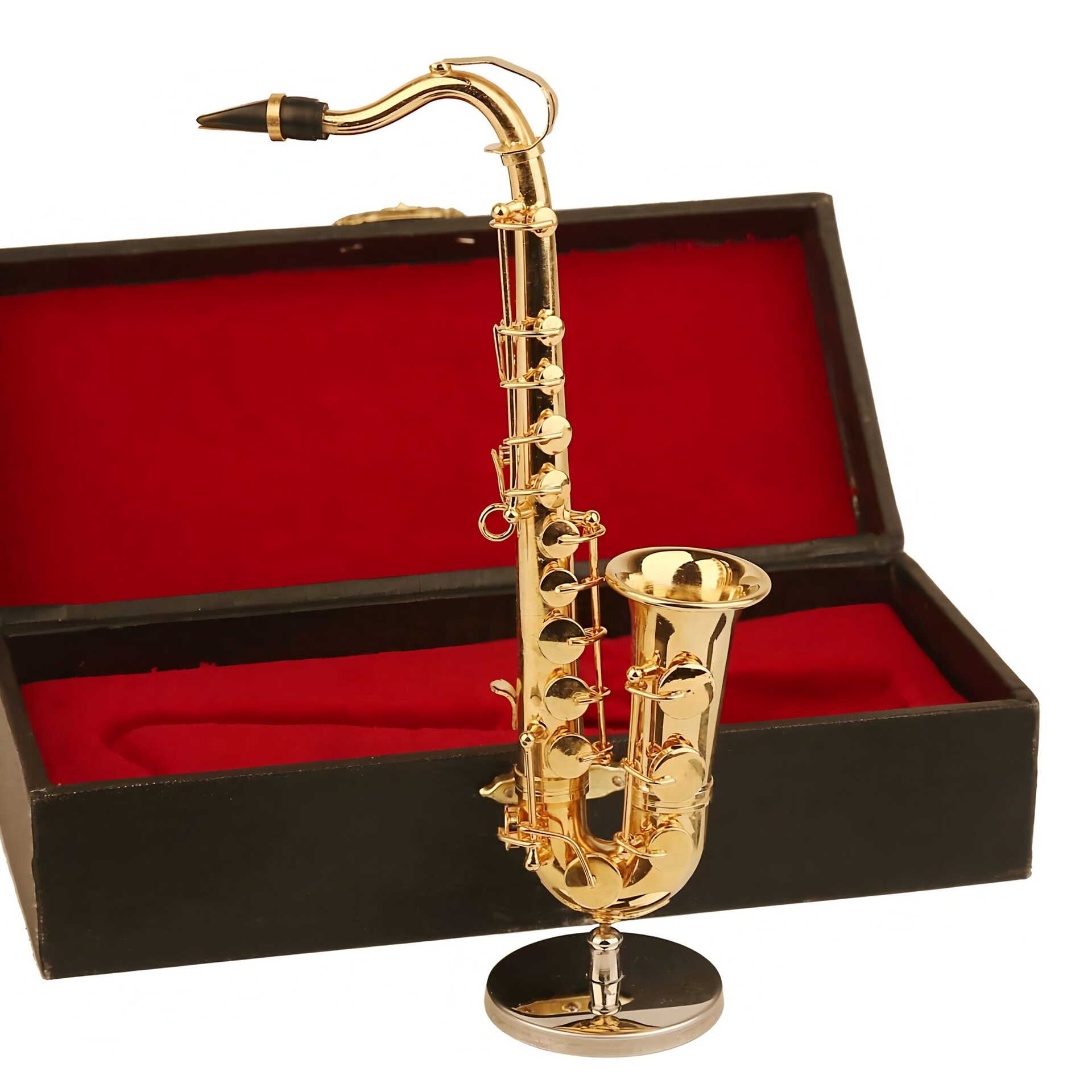 镀金迷你次中音萨克斯模型 黄铜萨克斯乐器礼品 家居摆件装饰品