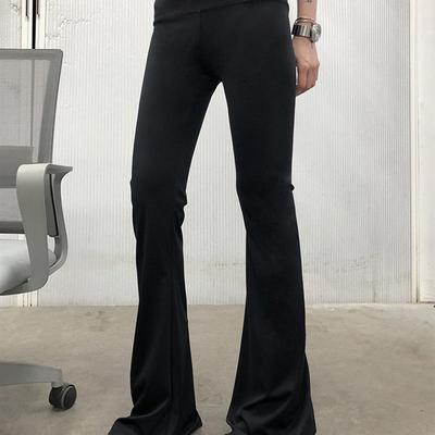 美伢FUZZYKON黑色大弹力显瘦塑型外穿运动喇叭裤 高个子/小个子