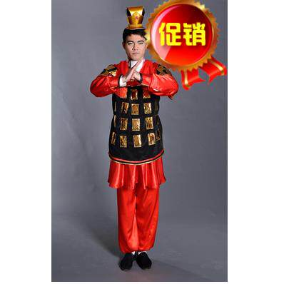 新款成人兵马俑影视演出儿童古装盔甲武士古典舞蹈服装红色古兵服