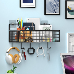 速发墙上置物篮免打孔床头挂上架铺宿舍好物收纳神器床边书架寝室