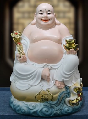 速发佛勒弥佛像供奉家用彩绘店佛公司客厅摆件全堂佛笑铺像大肚佛