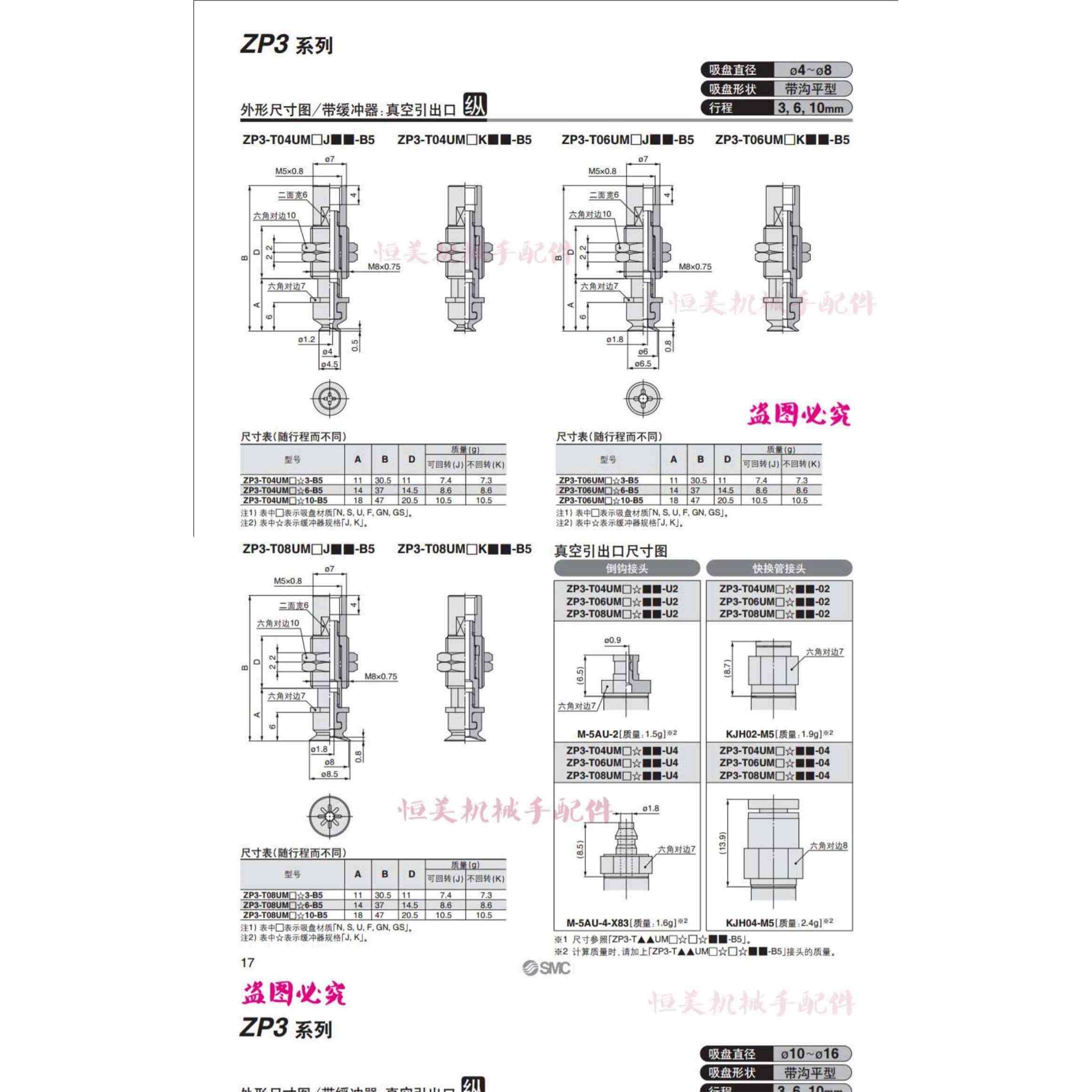 速发C真空盘 ZP-Y04/Y06/Y08/Y10/Y1/Y16UMK/UK吸20-BVJF5/004