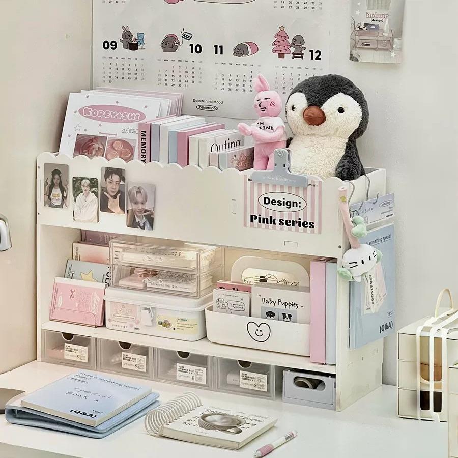 桌面置物架书桌收纳架学生学习桌办公室桌上大书柜宿舍化妆品整理