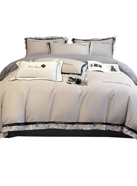 轻奢美被式四件套床纯全棉床单被20240218套床笠罩新款上用品拼边