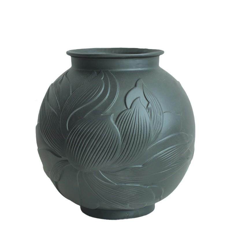 雕荷花HBU中古芬民顿德镇陶瓷花瓶景酒店宿插花禅意摆件水培粗陶,橡塑材料及制品,工业陶瓷,淘宝优惠券,粉丝福利购,淘宝优惠卷