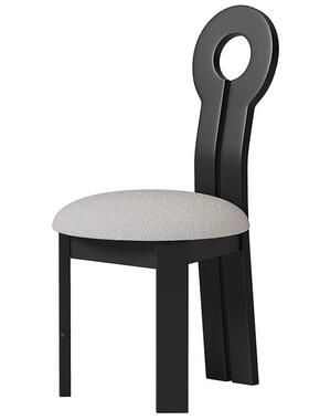 法式复古实木餐椅家设师计用中古侘寂风餐椅子靠背椅化86640妆钥