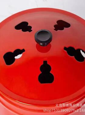 个红色铁家皮烧金桶用烧纸装桶烧经桶121聚宝桶5元宝炉焚烧炉香桶