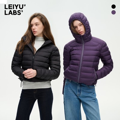 LEIYU LABS短款连帽排骨羽绒服女冬2025年新款白鸭绒加厚保暖外套