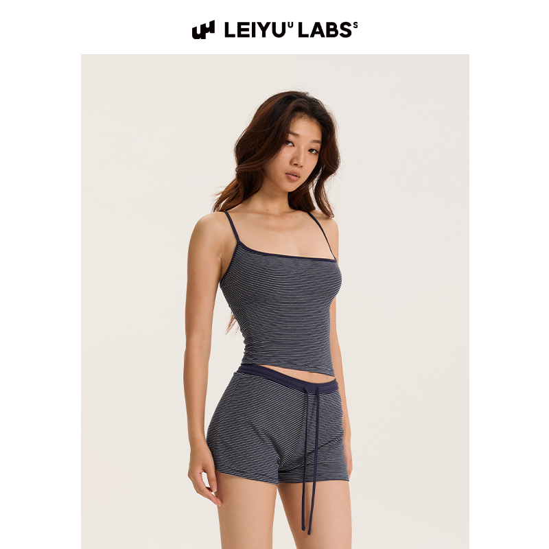 LEIYULABS撞色条纹针织吊带背心女夏季2025时尚收腰显瘦紧身上衣