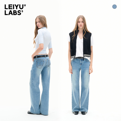 LEIYU LABS中低腰小直筒牛仔裤女2026年春季新款宽松显瘦洗水长裤