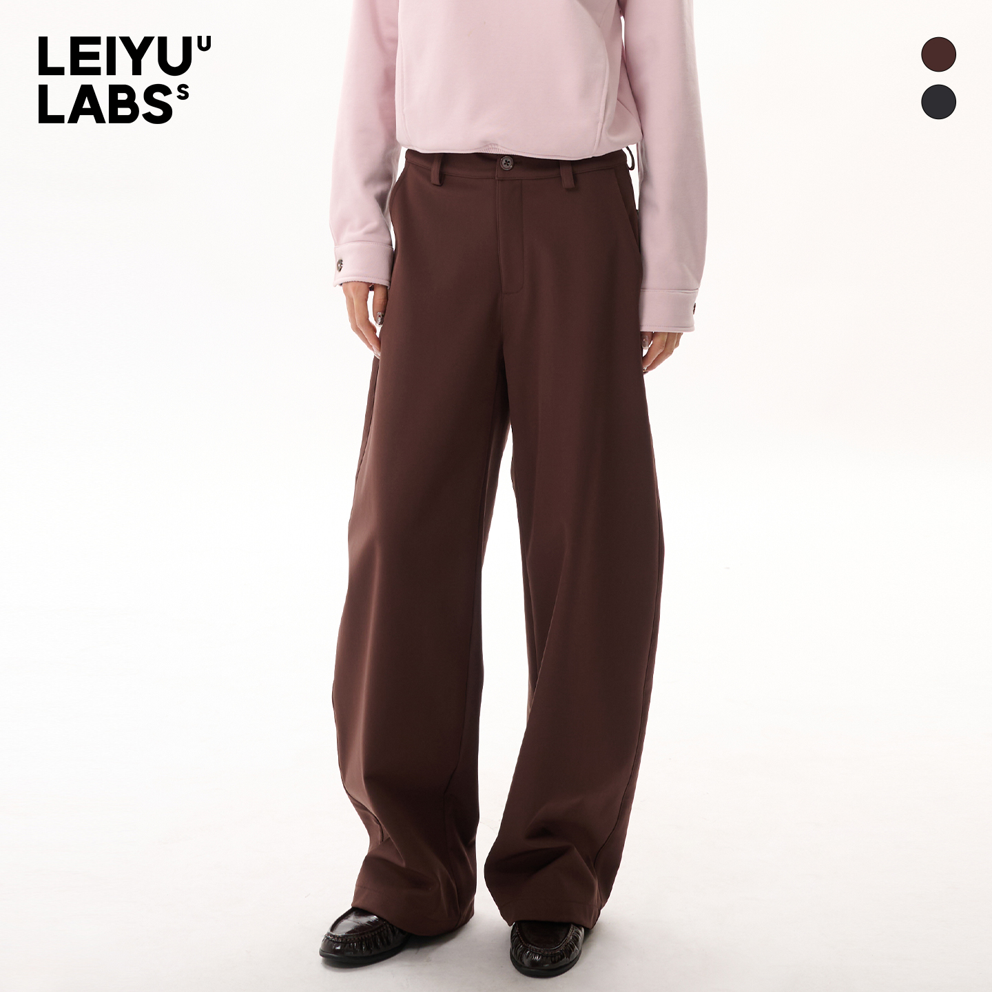 LEIYU LABS速干弯刀裤女2025年冬季新款加绒保暖阔腿裤宽松休闲裤