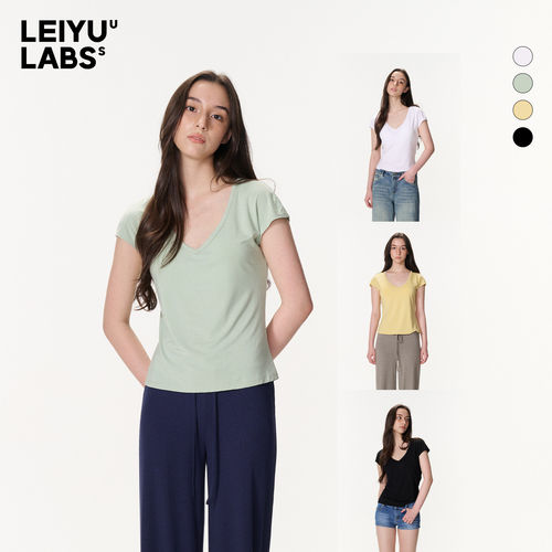LEIYULABS针织V领短袖T恤女