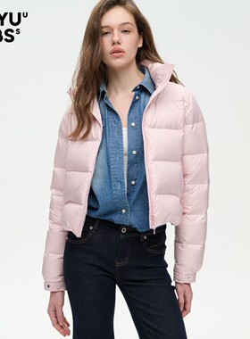 LEIYU LABS立领短款羽绒服女冬2025年新款白鸭绒加厚保暖超轻外套