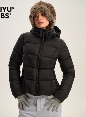 LEIYU LABS连帽短款羽绒服女2025年冬季新款收腰修身90白鸭绒外套