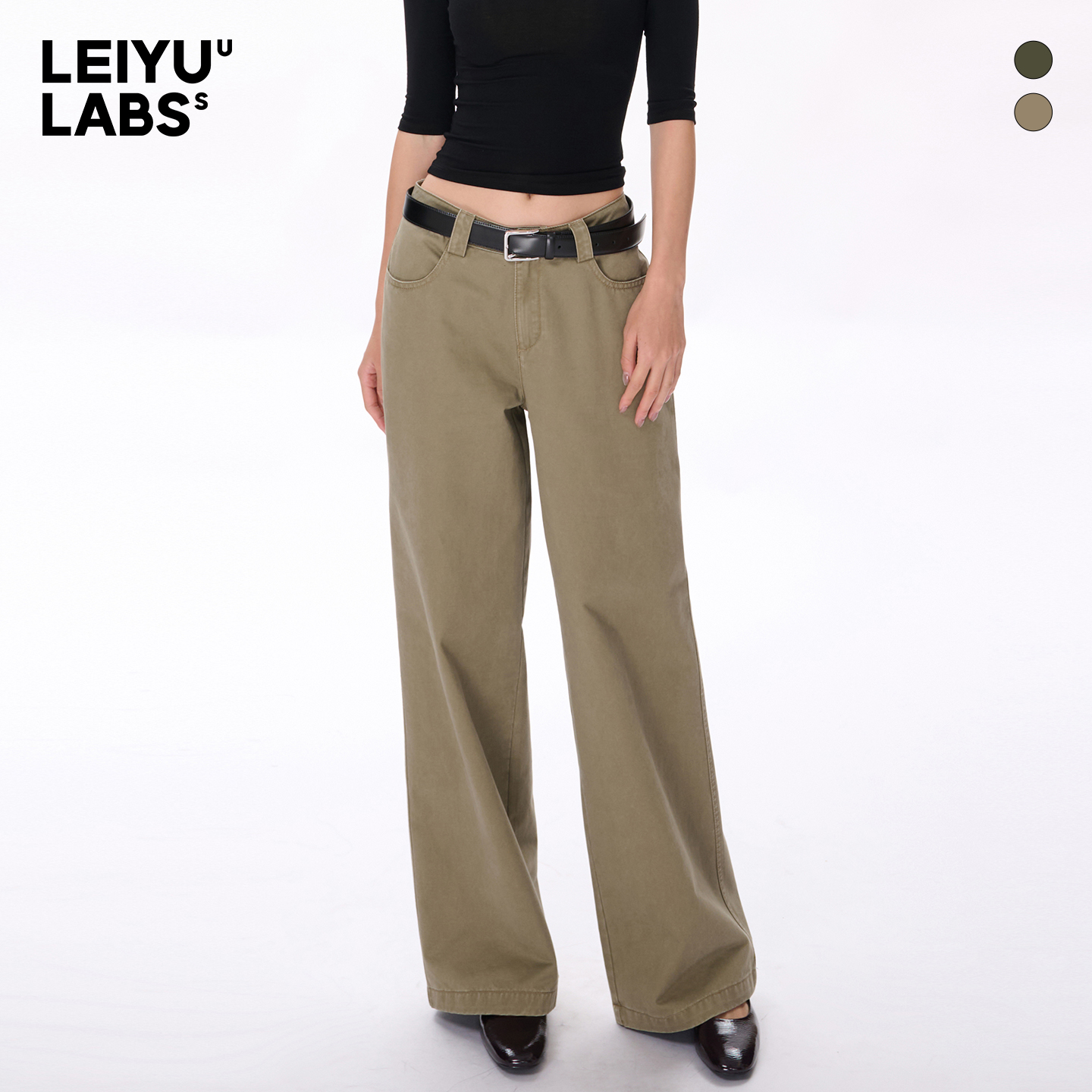LEIYU LABS纯棉直筒洗水工装裤女2025年秋季新款宽松阔腿裤休闲裤