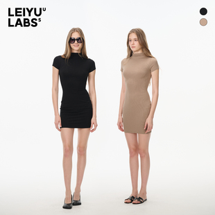 紧身收腰显瘦包臀短裙 新款 LEIYU LABS针织小立领连衣裙女2026春季