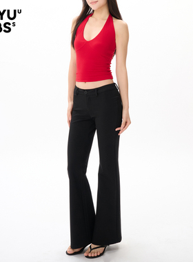 LEIYU LABS低腰紧身微喇休闲裤女夏2025年新款修身显瘦阔腿喇叭裤