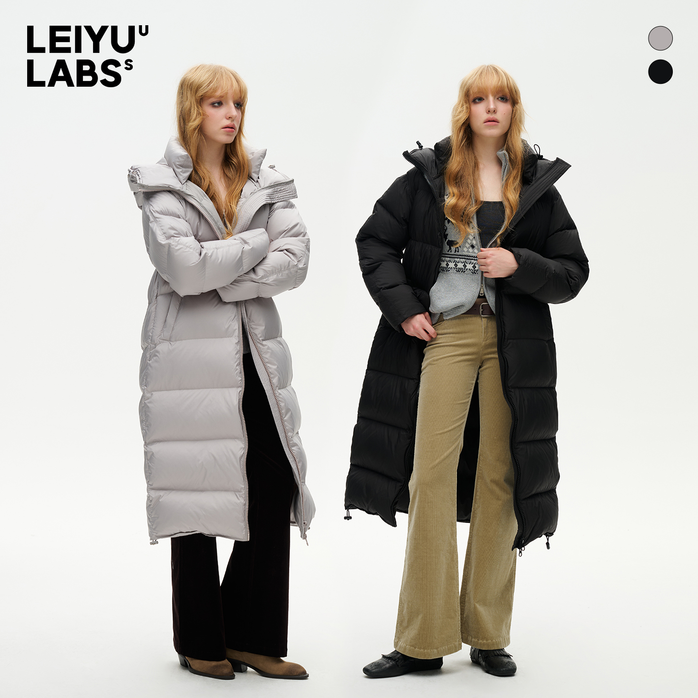 LEIYU LABS连帽长款过膝羽绒服女冬2025年新款白鸭绒加厚保暖外套