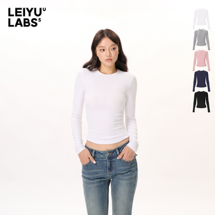 打底 T恤女秋2025年基础内搭高弹修身 LEIYU LABS紧身圆领针织长袖