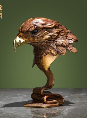 精英鹰首黄铜摆件老鹰头首行业精英办公室金属黄铜工艺品