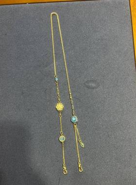 古法高温黄金色烧蓝万能链精致小众气质百搭高级感吊坠显气质套链