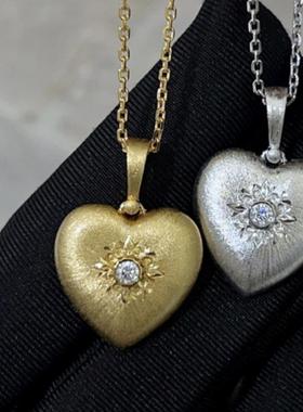 复古宫廷风小众高级设计感简约手工拉丝爱心项链锁骨链精致气质女