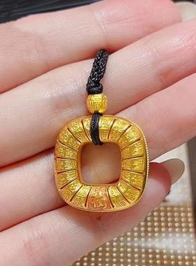 铜镀金百福吊坠古法平安扣花丝国潮福字镂空挂绳女宫廷复古礼物款