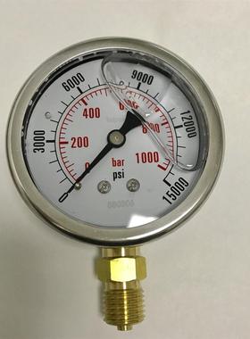 100MPA 耐震高压压力表 压力 0-1000bar 0-15000psi 螺纹m14x1.5