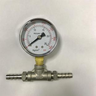 25kg 压力表加不锈钢三通 表 含外径8mm宝塔接头 cm2 含直径60mm
