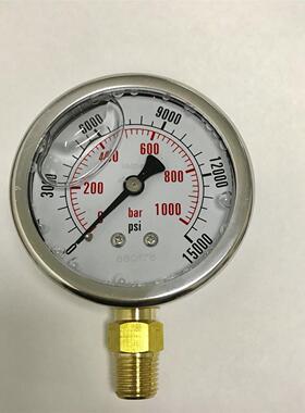 1000公斤压力表 直径60mm 耐震压力表 0-1000bar 15000psi ZG1/4