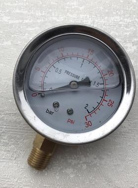 pressure gauge 0-30psi 0-2bar pt1/4 充油压力表 直径60 径向表