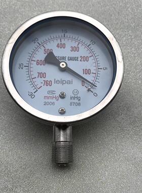 雷派 不锈钢真空表 Z-100BF -30inhg～0-760mmhg-0 Φ100mm 负压