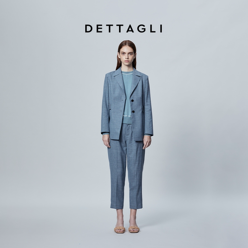 Dettagli迪塔莉丝毛麻西装蓝色