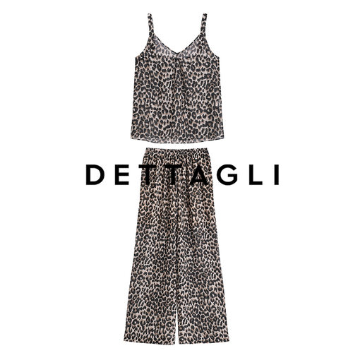 Dettagli/迪塔莉豹纹吊带直筒裤套装