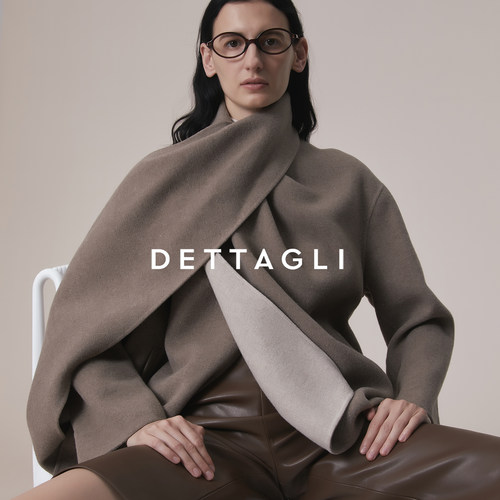 Dettagli/迪塔莉老钱风澳毛云朵棉羊毛驼色斗篷围巾短大衣外套