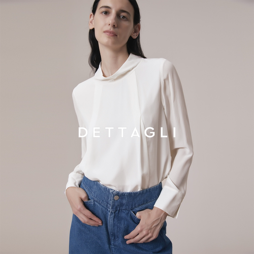 Dettagli/迪塔莉秋季新款商务时尚堆堆领褶皱桑蚕丝上衣女