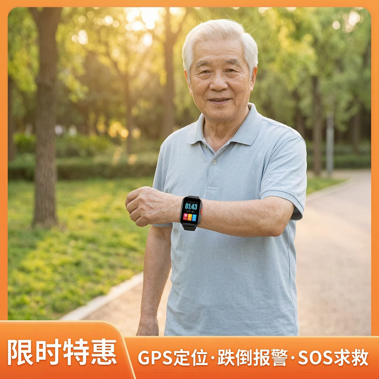 老人防跌倒手环智能手表GPS定位防走失SOS一键求救长辈安心礼物