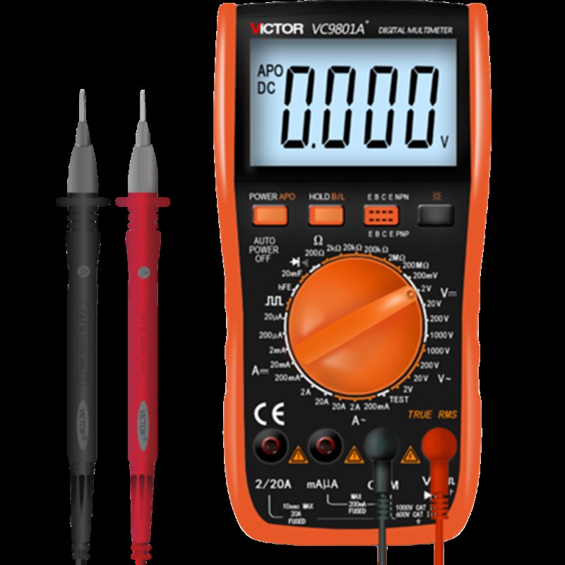 胜利万用表VC9801A+高精度数显数字万能表VC9804A测温 频率 火线