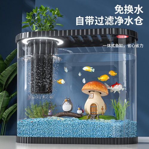 客厅小型生态滤氧一体鱼缸新款