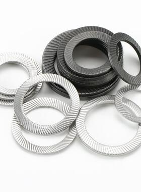 304不锈钢双面齿垫圈防滑锁紧垫圈黑色碳钢防松自锁平垫片M2-M42