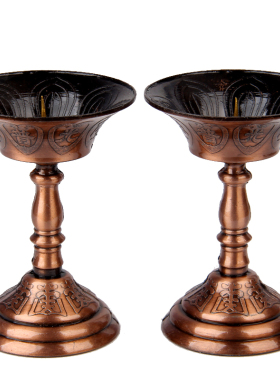 中式合金蜡烛台复古烛台小针灯莲花灯一对