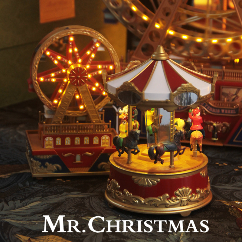 美国Mr.Christmas摩天轮八音盒旋转木马灯音乐盒生日儿童女生