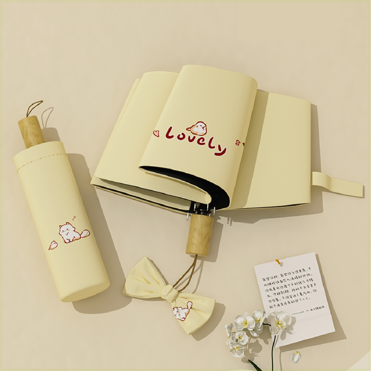 雨伞ins小众可爱风晴雨两用伞原创简约森系萌趣猫咪女生遮阳伞