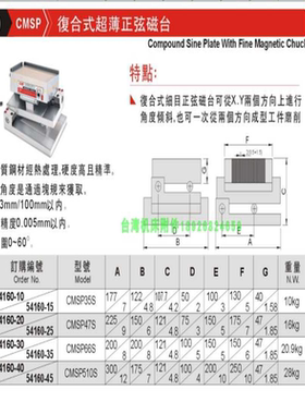 正台湾精展复合式超薄正弦磁台54160-CMSP-CMSP35S-CMSP47S