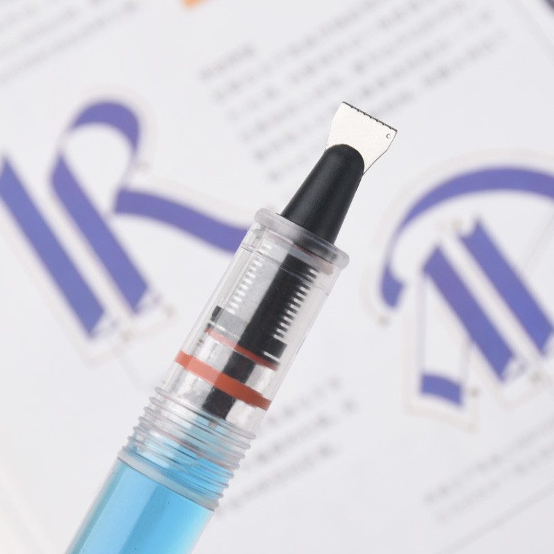 鱼忆鸭嘴笔活塞平行平头笔哥特体英文透明杆钢笔学生用绘图百乐