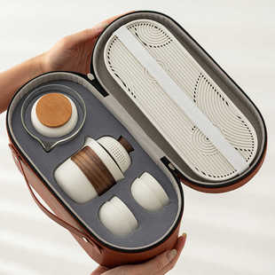 陶瓷旅行茶具套装一壶三杯四杯玻璃公杯户外便携式包功夫茶具定制