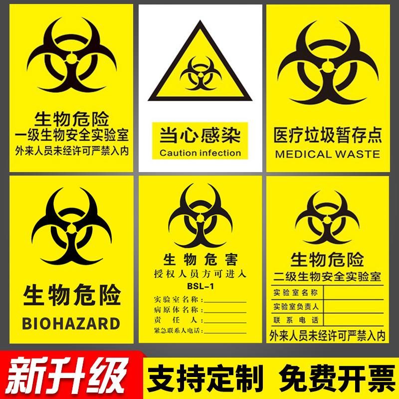 标识牌感染提示牌生物危害一级二级生物安全实验室BSL12安全警示