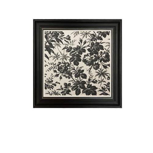花开如意美式餐厅玄关装饰画法式黑白轻奢床头画欧式复古走廊挂画